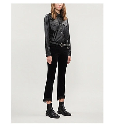 Shop J Brand Selena Bootcut Velvet Jeans In Black