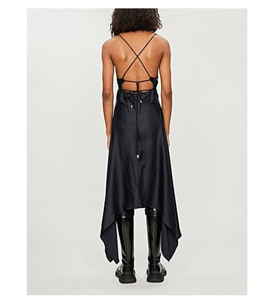 Shop Alyx Asymmetric-hem Open-back Crepe Midi Dress In Black