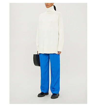 Shop Joseph Quarius Wide-leg Stretch-twill Trousers In Plastic Blue