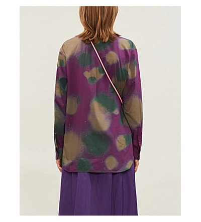 Shop Artica Arbox Splatter-print Cotton And Silk-blend Shirt In Spray Violet