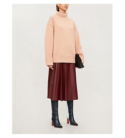 Shop Victoria Victoria Beckham Turtleneck Relaxed-fit Wool Jumper In Quartz Pink