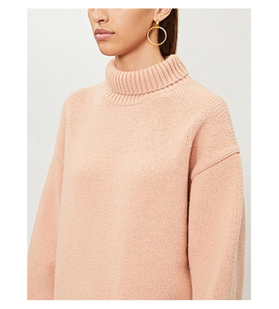 Shop Victoria Victoria Beckham Turtleneck Relaxed-fit Wool Jumper In Quartz Pink