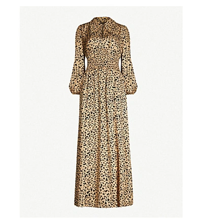 Shop Baum Und Pferdgarten Amber Leopard-print Crepe Maxi Dress In Beige Black Leo