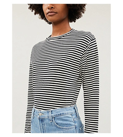Shop Re/done Striped Cotton-jersey T-shirt In Black White Stripe