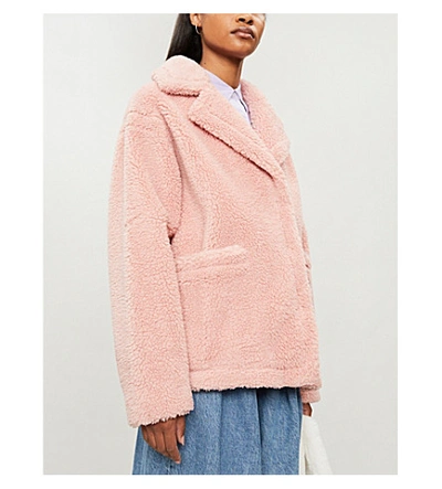 Shop Stand Studio Marina Faux-fur Teddy Jacket In Lt Pink