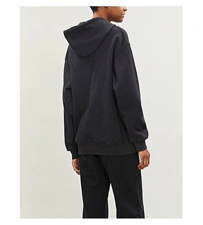 Shop Victoria Beckham Relaxed-fit Brand-embroidered Cotton-jersey Hoody In Vb Night Navy