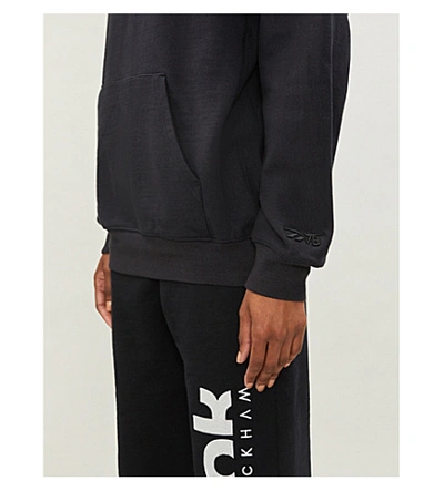 Shop Victoria Beckham Relaxed-fit Brand-embroidered Cotton-jersey Hoody In Vb Night Navy