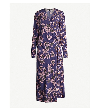 Shop Rag & Bone Odette Crepe Midi Dress In Violet Floral