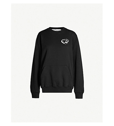 Shop Off-white Markers Oversized Cotton-jersey Sweatshirt In Black White