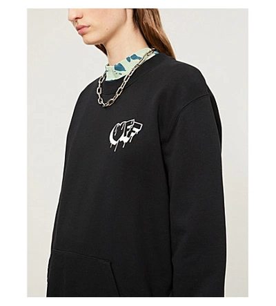 Shop Off-white Markers Oversized Cotton-jersey Sweatshirt In Black White