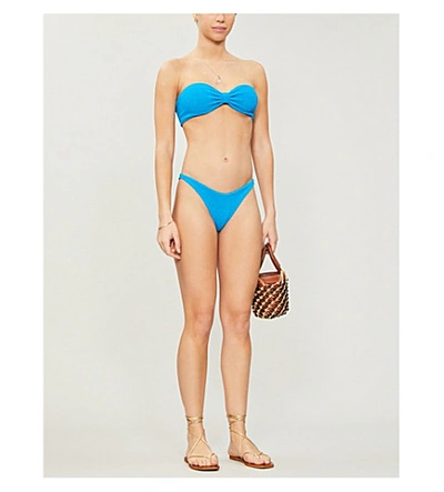 Shop Hunza G Jean Bandeau High-leg Bikini In Turquoise