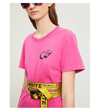 Shop Off-white Markers Logo-print Stretch-cotton Jersey T-shirt In Fuchsia Black