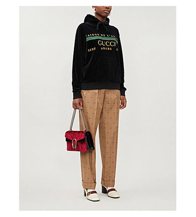 Shop Gucci Tailored-fit Wide Wool-silk Blend Trousers In Beige Brown