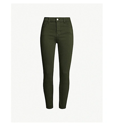 Shop J Brand Alana High-rise Skinny Cropped Jeans In Pistachio
