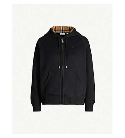 Shop Burberry Hackfall Relaxed-fit Cotton-blend Hoody In Black