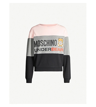 Shop Moschino Underbear Stretch-jersey Sweatshirt In Black Pink