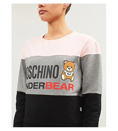 Shop Moschino Underbear Stretch-jersey Sweatshirt In Black Pink