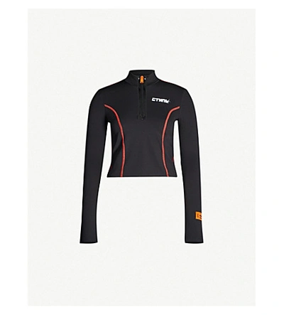 Shop Heron Preston Half-zip Stretch-jersey Top In Black