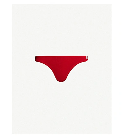 Shop Les Girls Les Boys Cool Cotton Stretch-cotton Thong In Red
