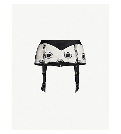 Shop Myla Winchester Road Satin And Mesh Suspender Belt In Black And White