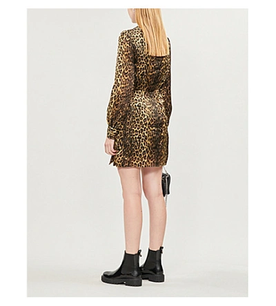 Shop The Kooples Leopard-print Silk-satin Mini Dress In Leo01