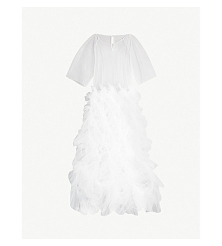 white tulle midi dress
