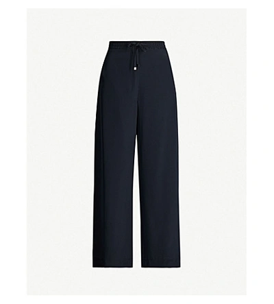 Shop Max Mara Sultano Wide High-rise Silk Trousers In Navy