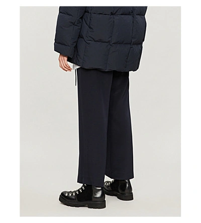 Shop Max Mara Sultano Wide High-rise Silk Trousers In Navy