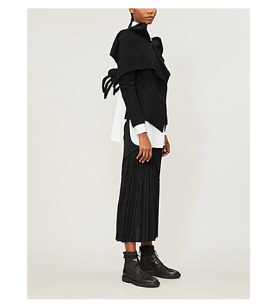 Shop Yohji Yamamoto Fitted Cropped Wool-blend Jacket In Black