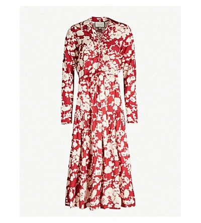 Shop Alexis Ambrosia Floral-jacquard Midi Dress In Marn Poppy
