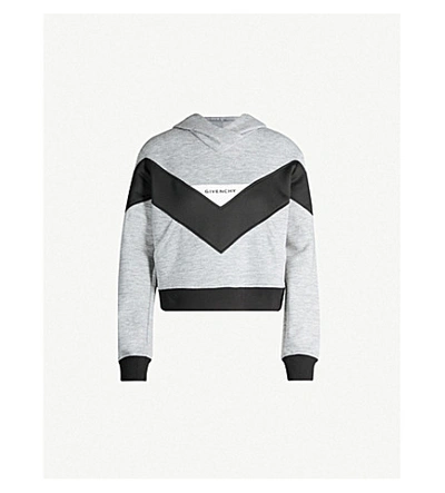 Shop Givenchy Logo-print Cotton Hoody In Grey Black