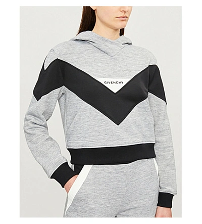 Shop Givenchy Logo-print Cotton Hoody In Grey Black