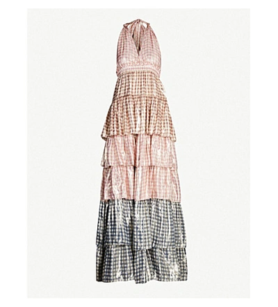 Shop Loveshackfancy Clarissa Checked Silk-blend Maxi Dress In Multi