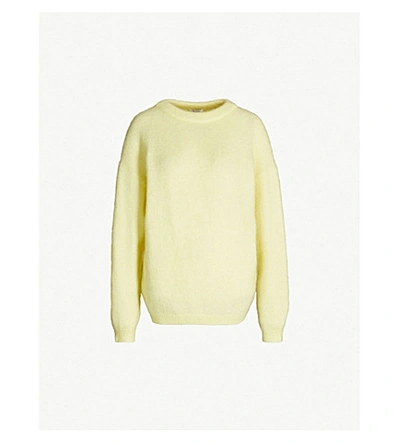 Shop Acne Studios Dramatic Wool And Mohair-blend Jumper In Light Yellow