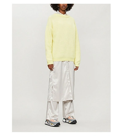 Shop Acne Studios Dramatic Wool And Mohair-blend Jumper In Light Yellow
