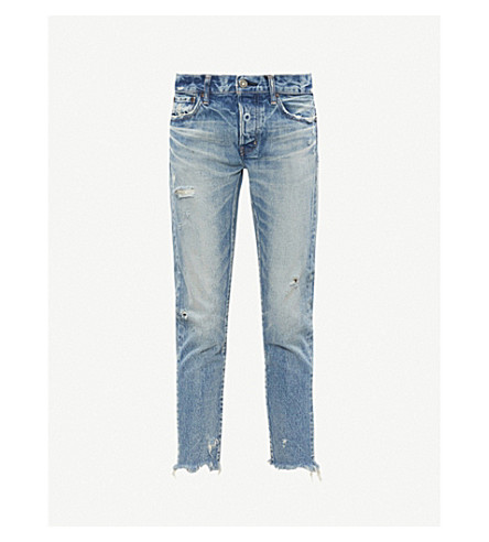 Moussy Vintage Kelley Cropped Tapered Low-Rise Jeans In Blue | ModeSens