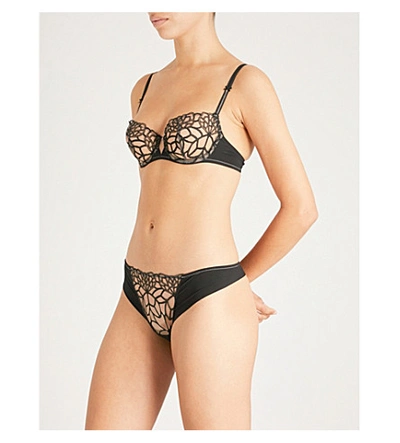 Shop Simone Perele Java Stretch-lace Bra In Black