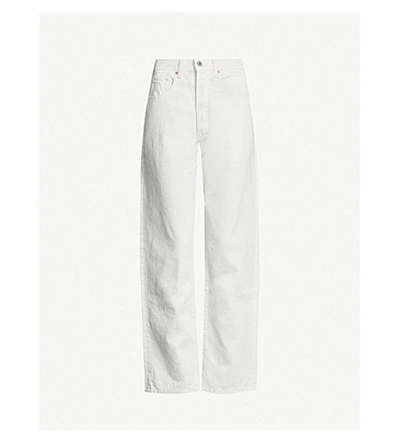 Shop Nili Lotan Archer Mid-rise Straight-leg Jeans In Sand White