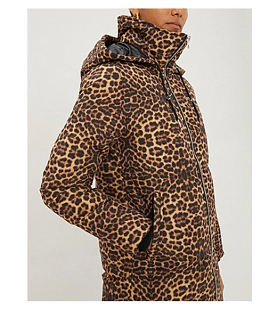 Shop Maje Leopard-print Shell Puffer Jacket In Print?.