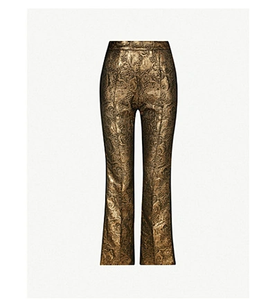 Shop Sandro Goldy Straight Woven Jacquard Trousers