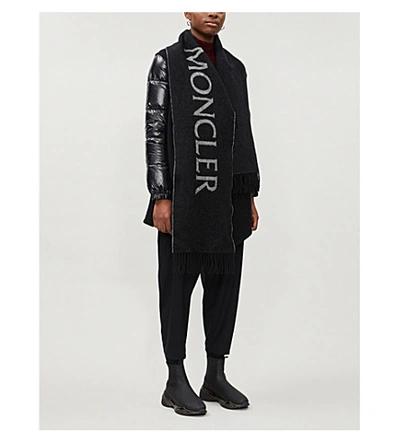 Shop Moncler Padded-sleeve Shawl-lapel Shell-down And Wool Jacket In Black