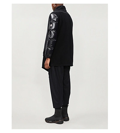 Shop Moncler Padded-sleeve Shawl-lapel Shell-down And Wool Jacket In Black