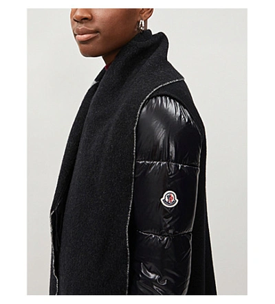 Shop Moncler Padded-sleeve Shawl-lapel Shell-down And Wool Jacket In Black