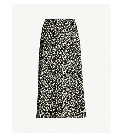 Shop Reformation Jaime Floral-print High-waist Crepe Midi Skirt In Cherie