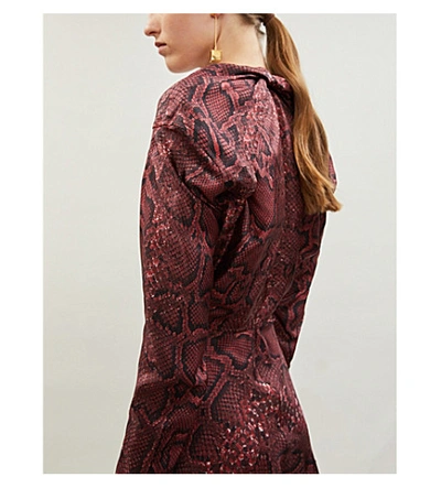 Shop Victoria Beckham Python-print Silk Gown In Bordeaux