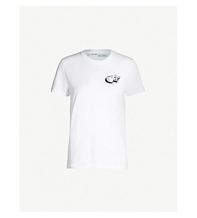 Shop Off-white Markers Classic-fit Cotton-jersey T-shirt In White+black