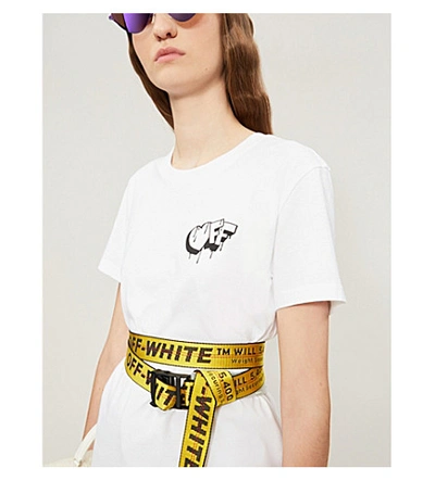 Shop Off-white Markers Classic-fit Cotton-jersey T-shirt In White+black