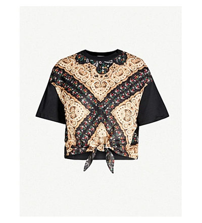 Shop Sandro Paisley And Floral-print Cotton-jersey T-shirt In Black