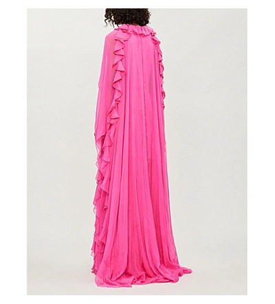 Shop Valentino Ruffled Silk Gown In Rose Hill