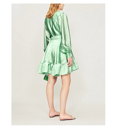 Shop Stine Goya Farrow Metallic Satin Mini Dress In Jade